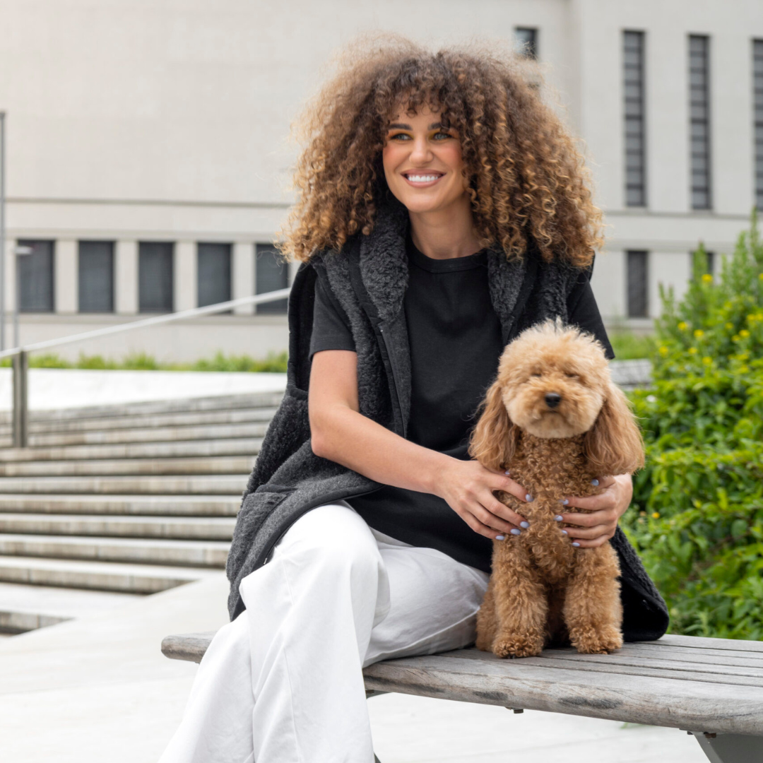 Merino vilnas veste ar apkakli TUMŠI PELĒKA 'UNISEX'