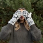 Sieviešu merino vilnas cimdi BALTAIS BRIEDIS