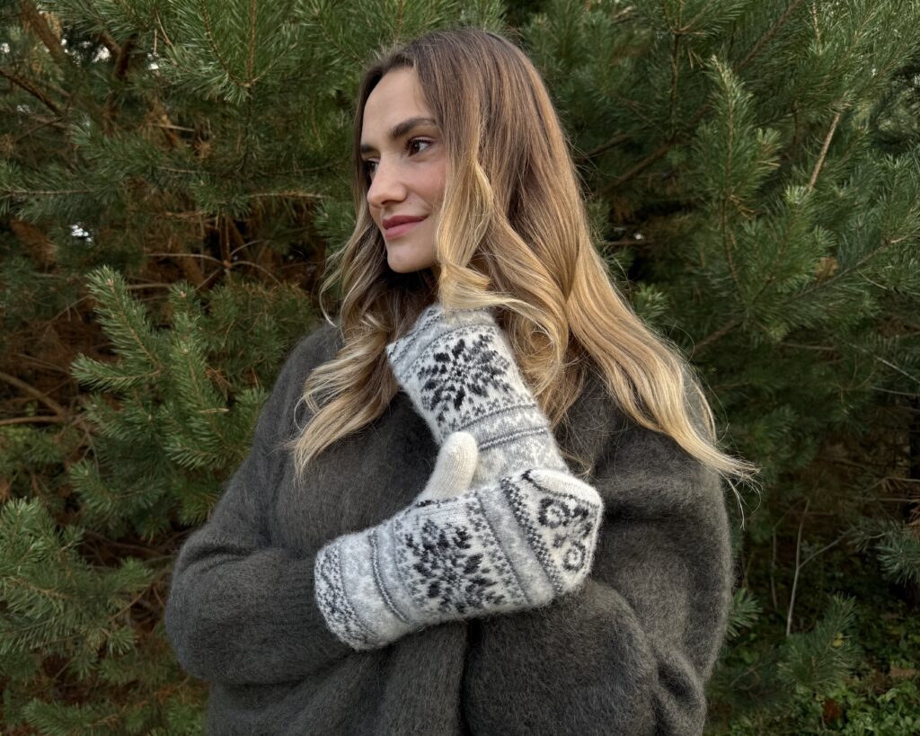 Sieviešu merino vilnas cimdi BALTI ZIEMA