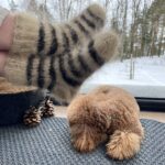 WoolLando dabīgas 100% Sibīrijas haskija suņu vilnas svītrainas zeķes