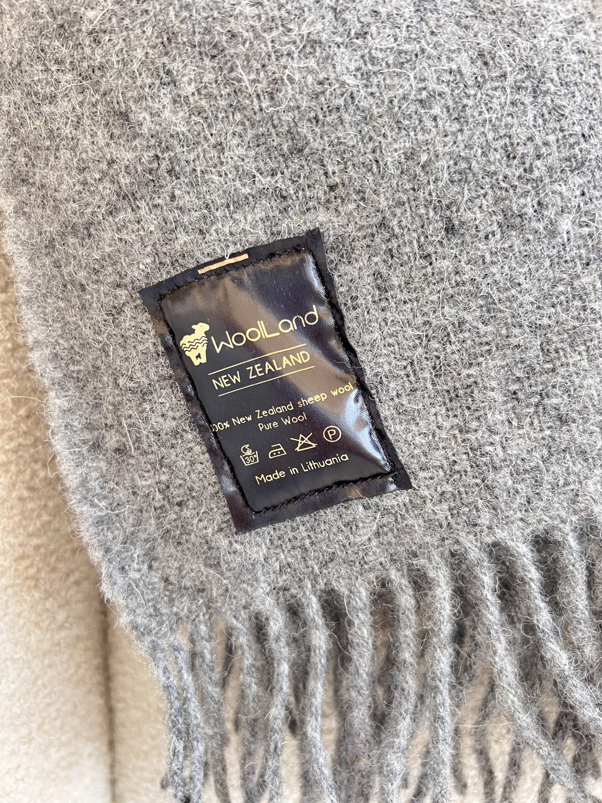 Woolland NEW ZEALAND Luxury 100% vilnas flīsa pleds GREY MOON