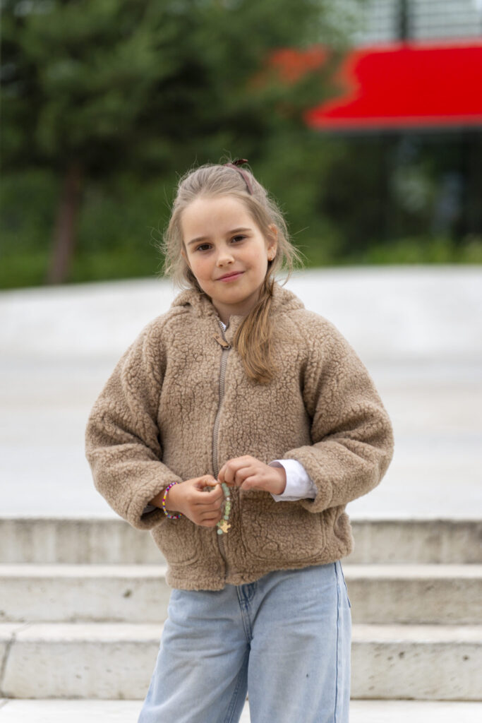 Zaffiro jēra vilnas bērnu jaka ar kapuci RUSVA
