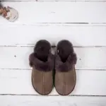 WoolLando sieviešu īstas kažokādas tumšas ādas čības