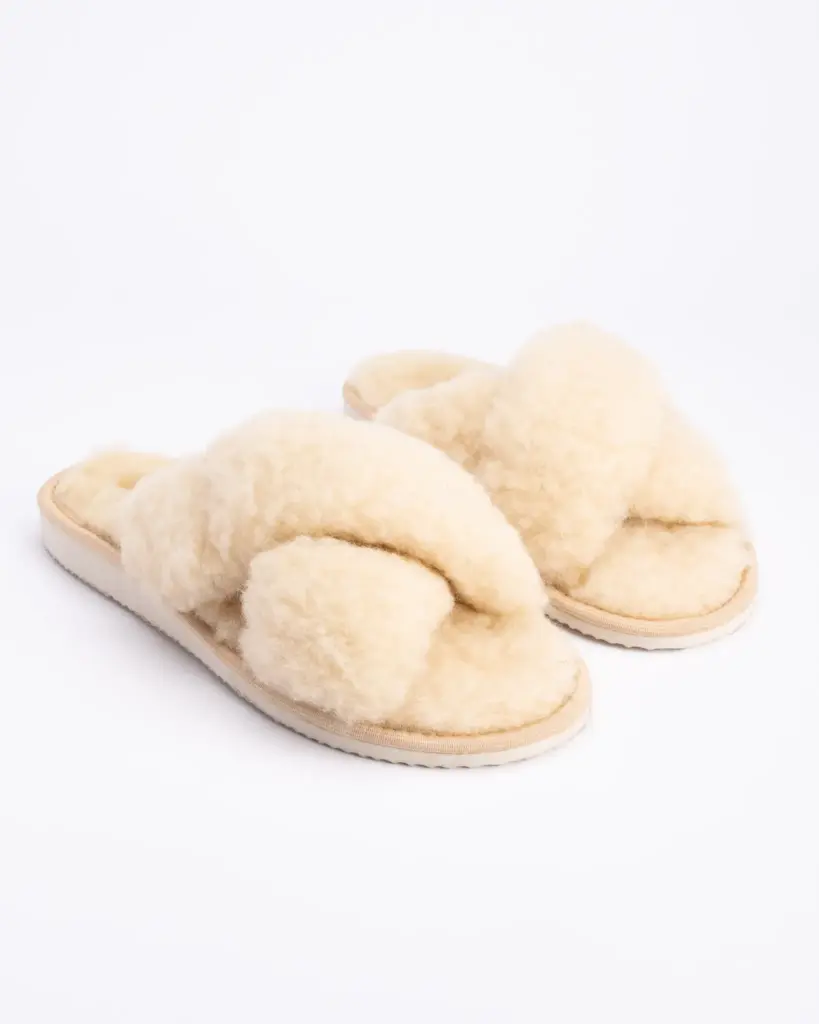 WoolLando dabīgās merino vilnas baltas atvērtas purngala čības