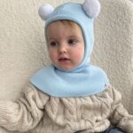 Merino vilnas bērnu ķivere zila POMPONAS