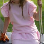 Rozā muslīna kokvilnas blūzīte LITTLE BEAN