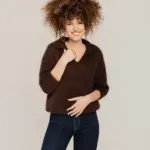 Sieviešu mohēras vilnas polo džemperis BRŪNS