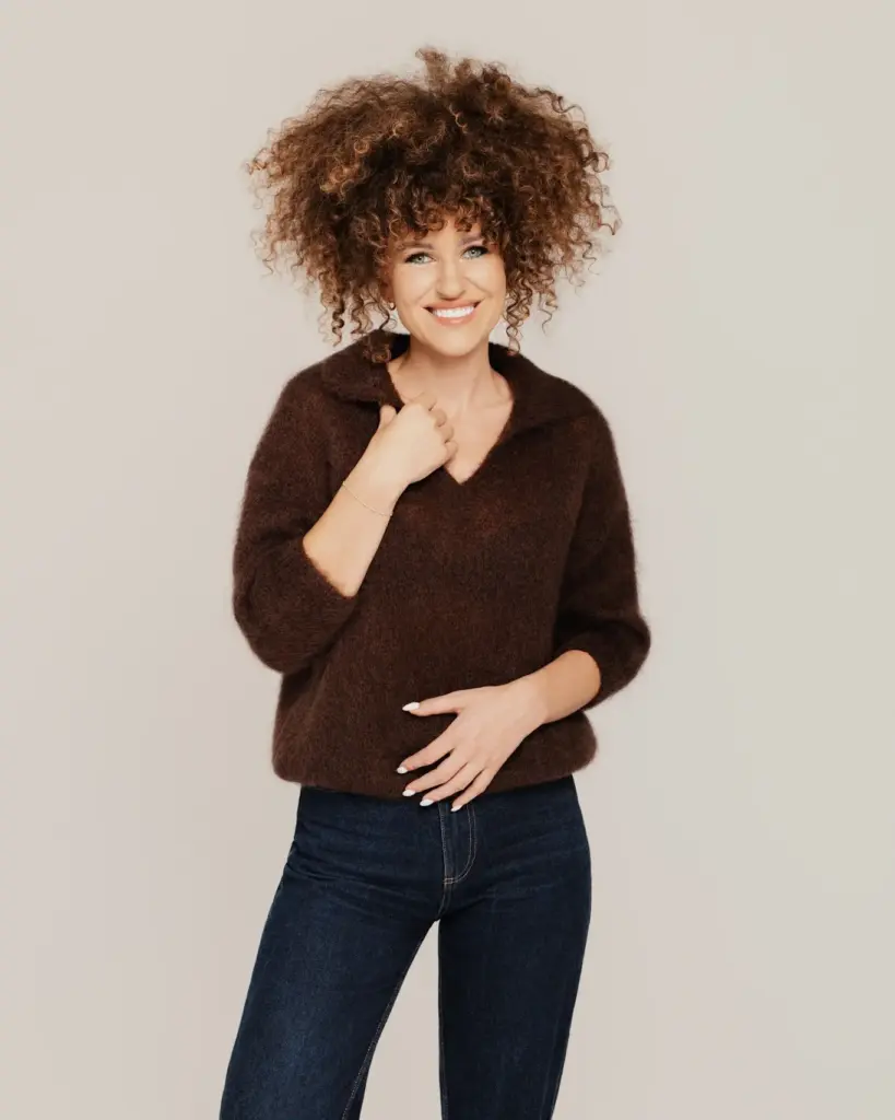 Sieviešu mohēras vilnas polo džemperis BRŪNS