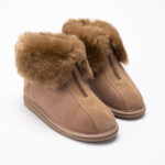 WoolLando sieviešu dabīgās ādas zābaki ar kažokādu un rāvējslēdzēju BRŪNI