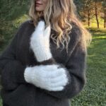 Sieviešu angoras vilnas cimdi bez pirkstiem PŪKĖ