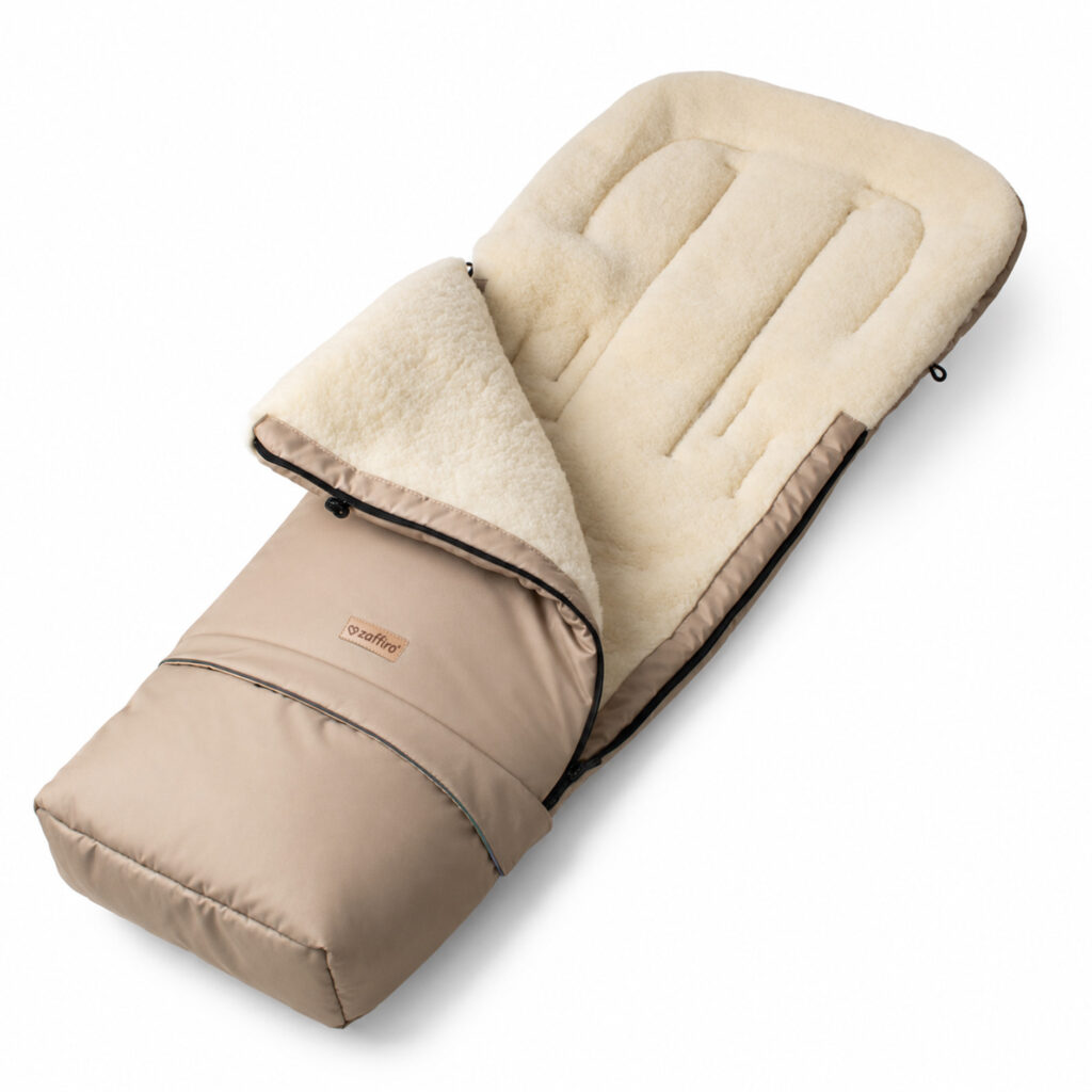 Sleep&grow dabīgās vilnas bērnu kājsoms / guļammaiss – CREAM, Zaffiro