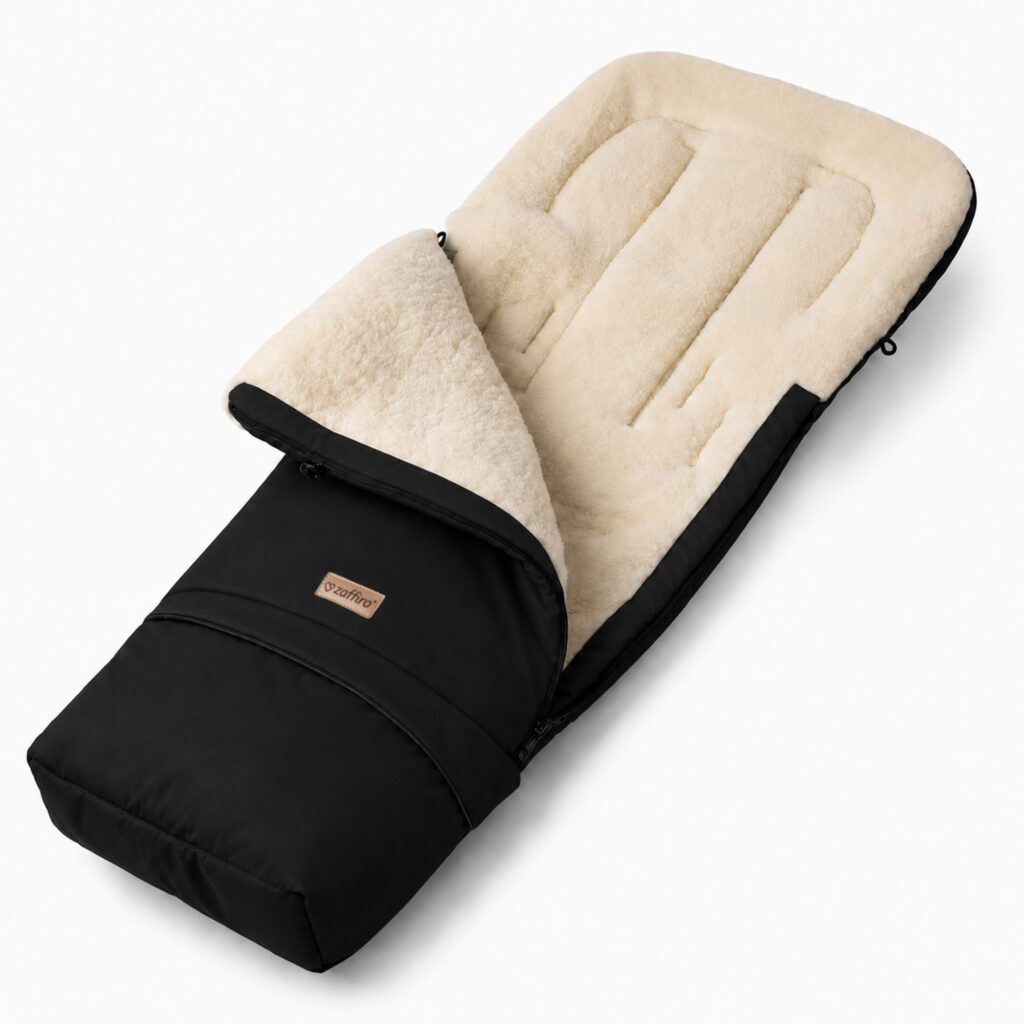 SLEEP&GROW dabīgās vilnas bērnu kājsomu / guļammaisu – BLACK, Zaffiro