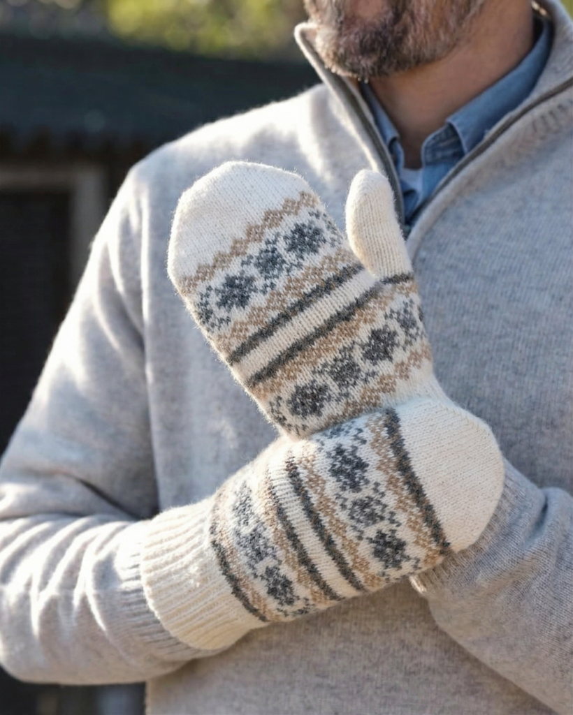 Vīriešu balti merīnovilnas dūraiņi WINTER, WoolLando