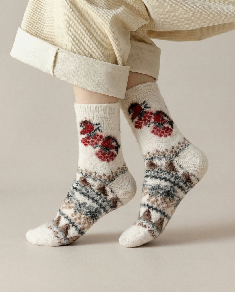 Merino vilnas zeķes BALTA SNIEGENA, WoolLando