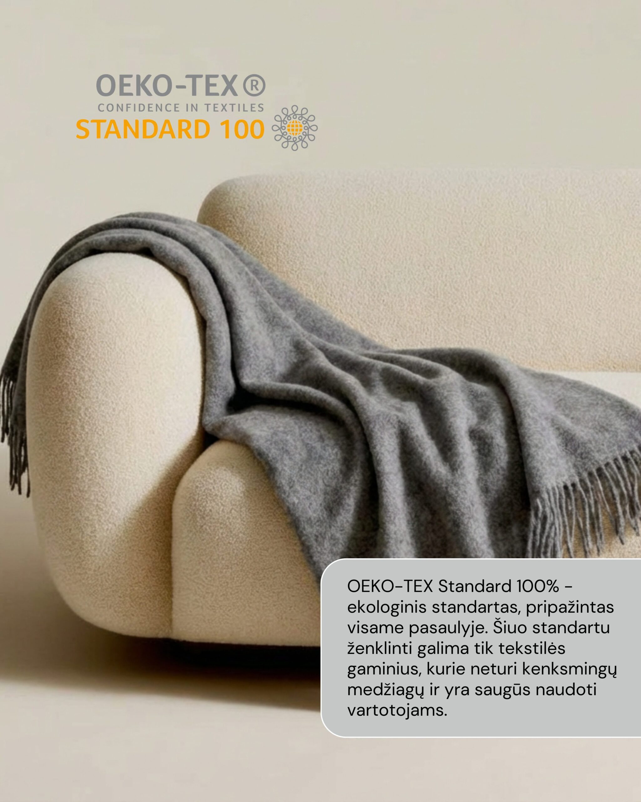 Jaunzēlandes aitu vilnas sega GREY, WoolLando