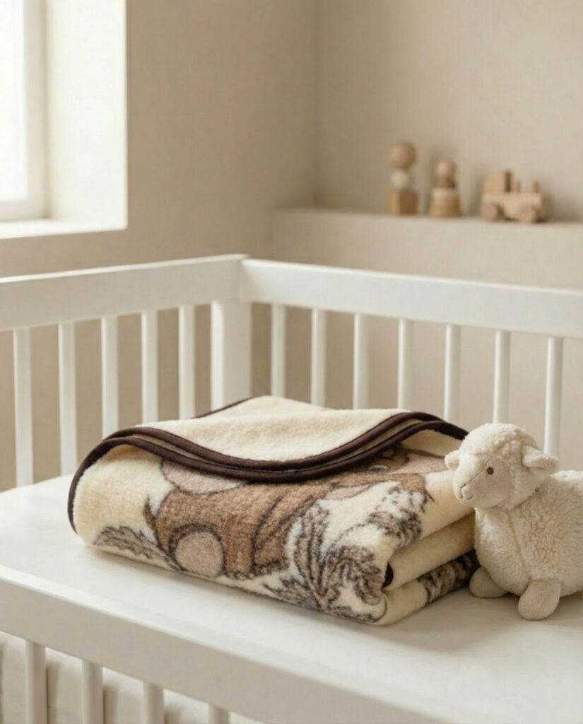 Bērnu vieglais merino vilnas pleduks – ziloņa motīvs, WoolLando