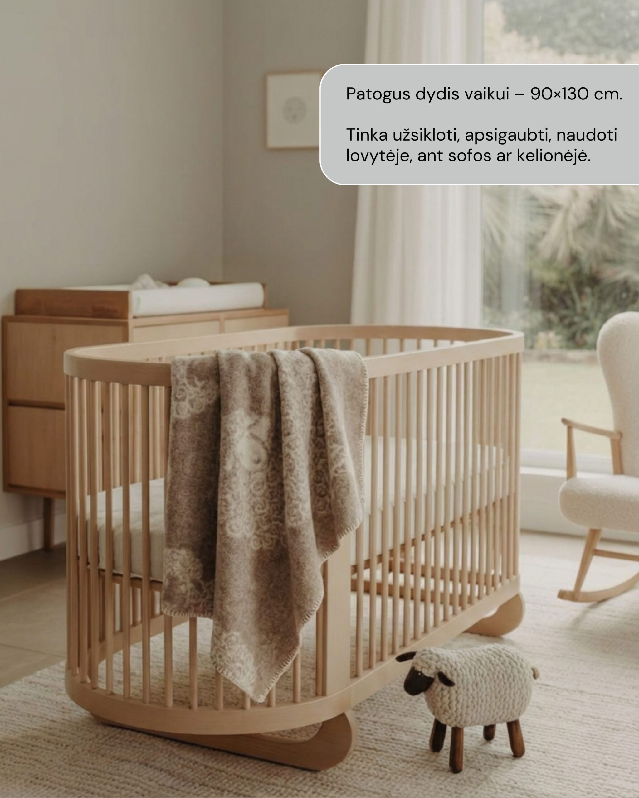 Bērnu krēmkrāsas vilnas sega LITTLE SHEEP