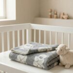 Bērnu pelēkā vilnas sega TEDDY BEAR