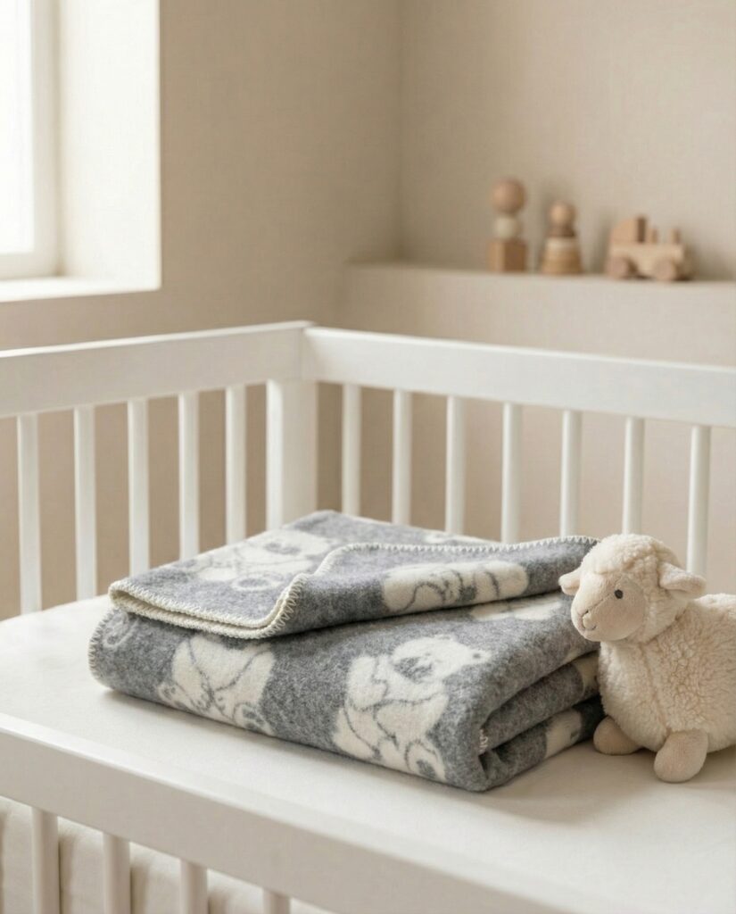 Bērnu pelēkā vilnas sega TEDDY BEAR