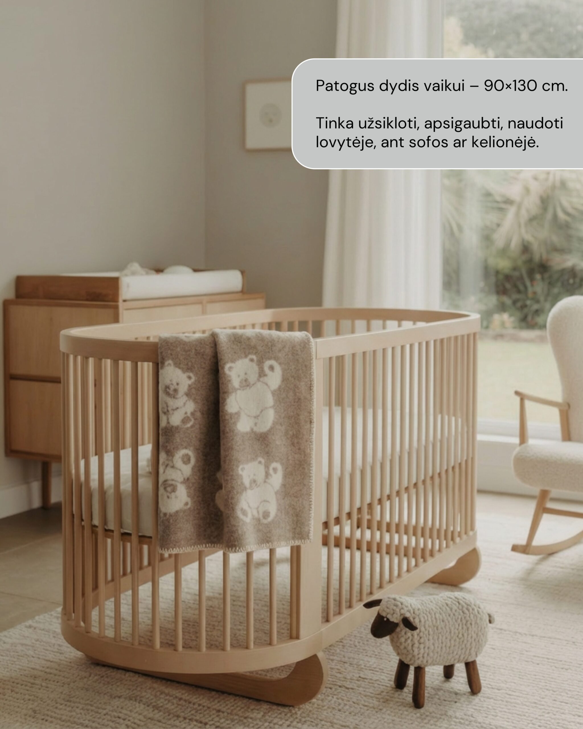 Bērnu brūnā vilnas sega TEDDY BEAR