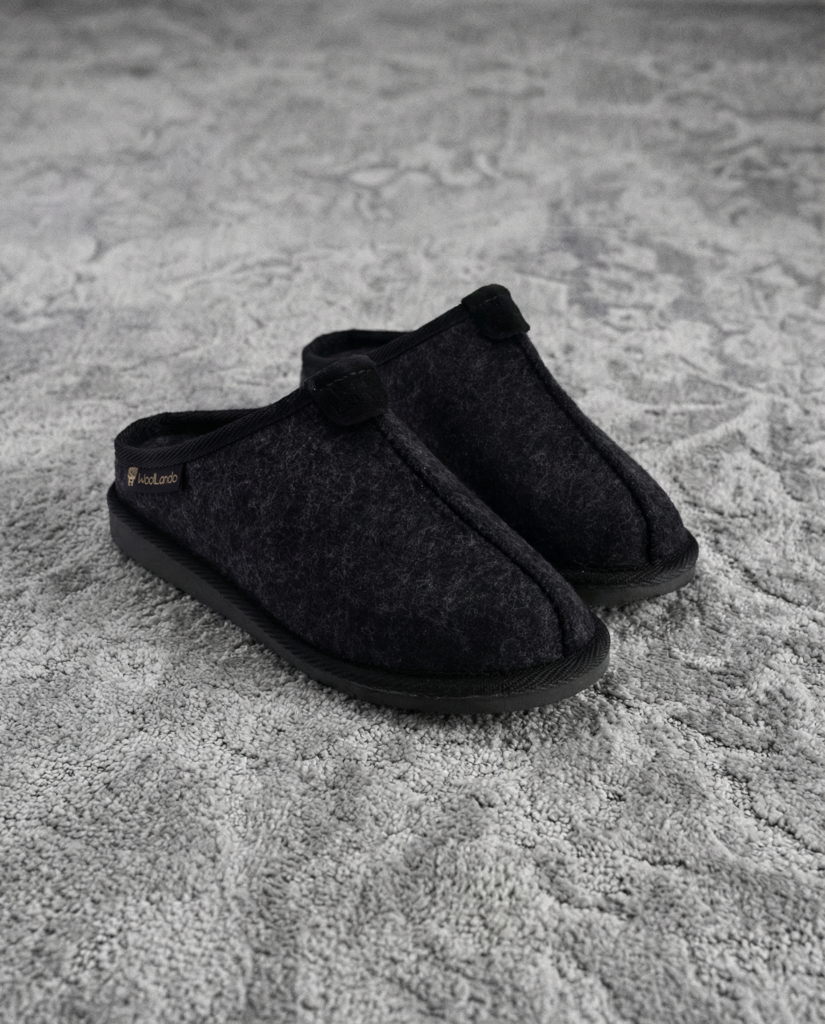 Vīriešu melnās filca čības CARBON, WoolLando