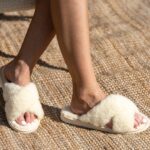 Baltas atvērtās merīnovilnas čības UNA, WoolLando