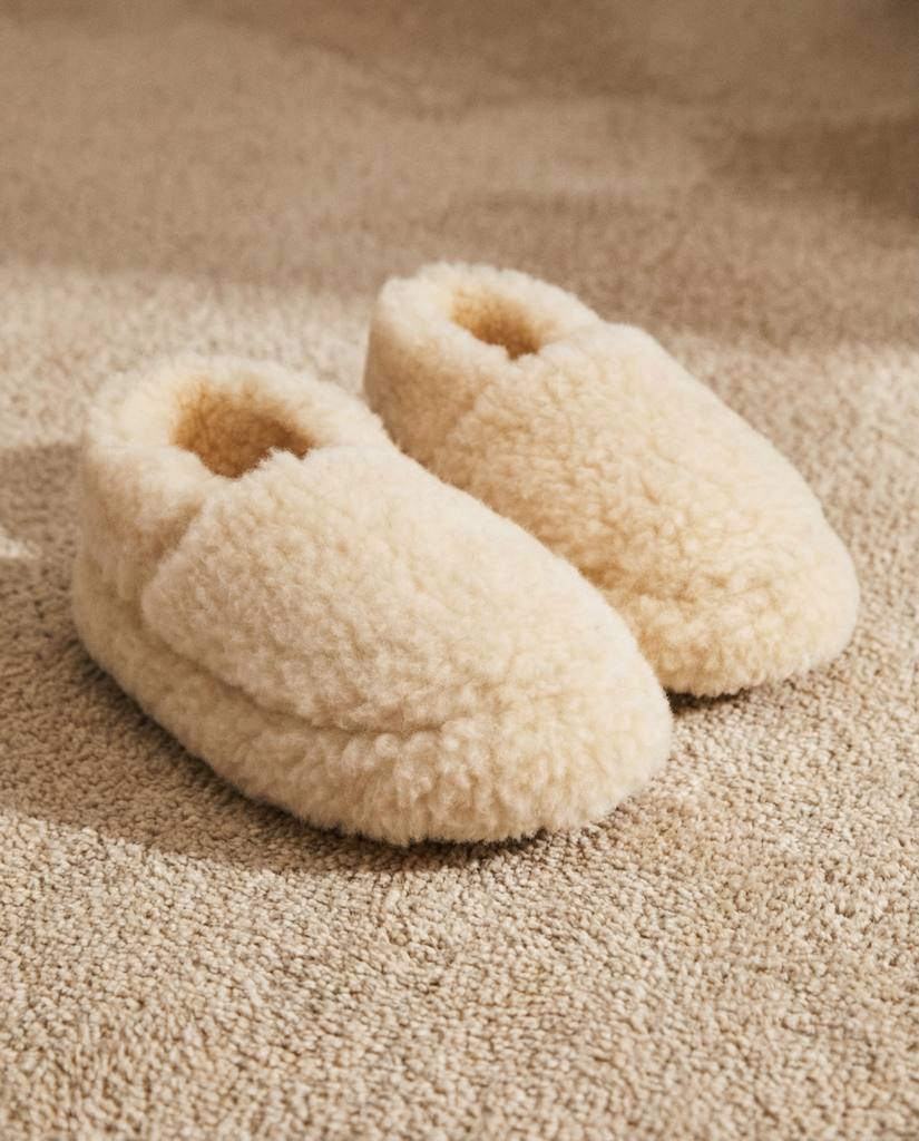 Baltas merino vilnas potītes zābaku čības CLOUD, WoolLando