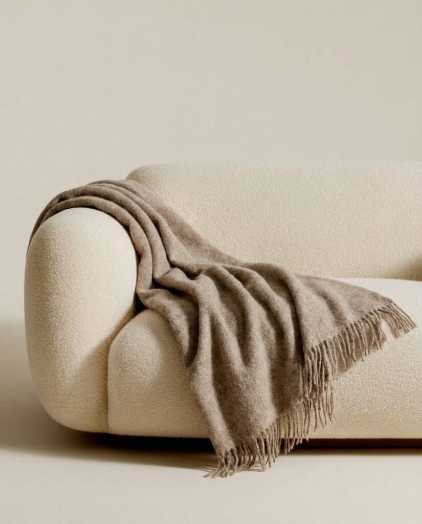 Jaunzēlandes aitu vilnas sega LIGHT BROWN, WoolLando