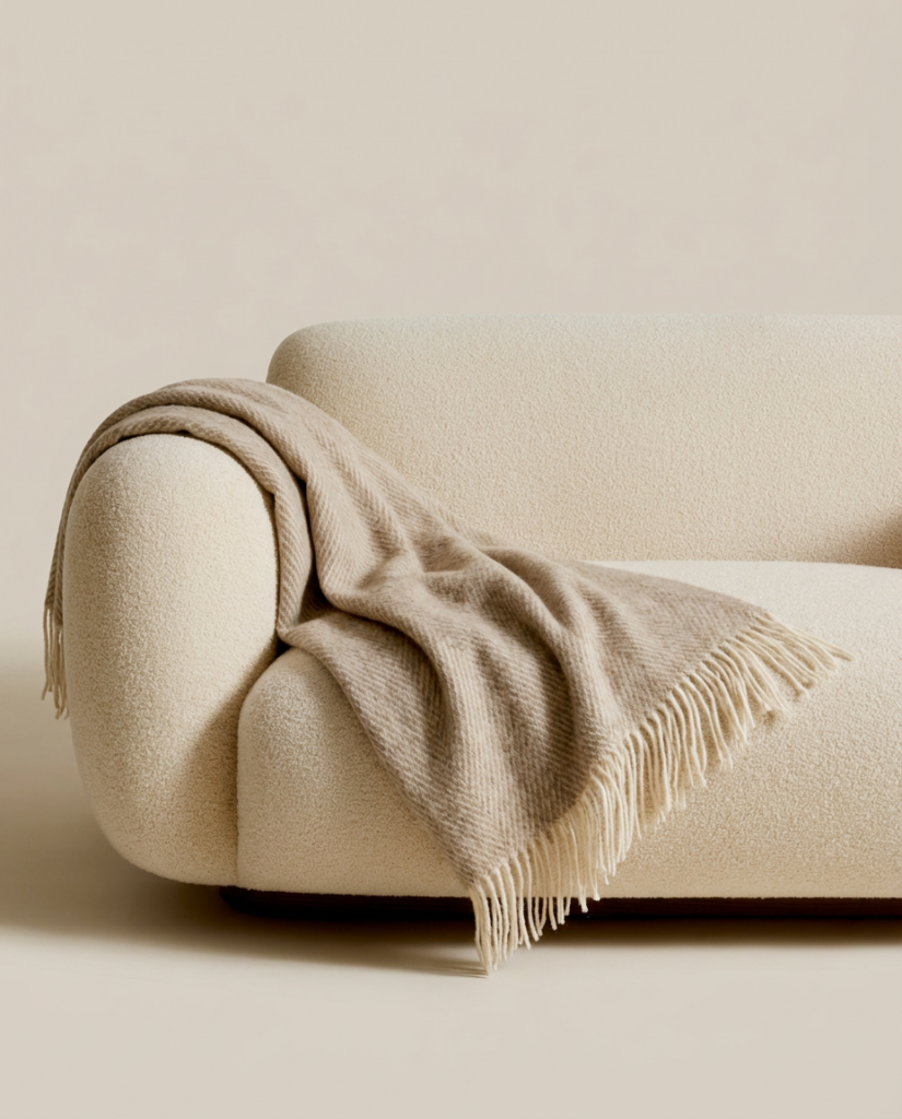 Jaunzēlandes aitu vilnas sega STRIPED BROWN, WoolLando