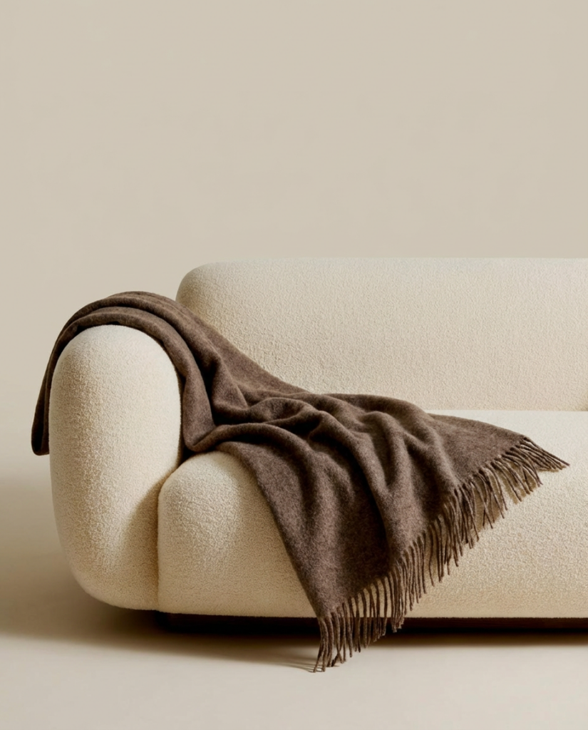 Jaunzēlandes aitas vilnas sega COCOA BROWN, WoolLando