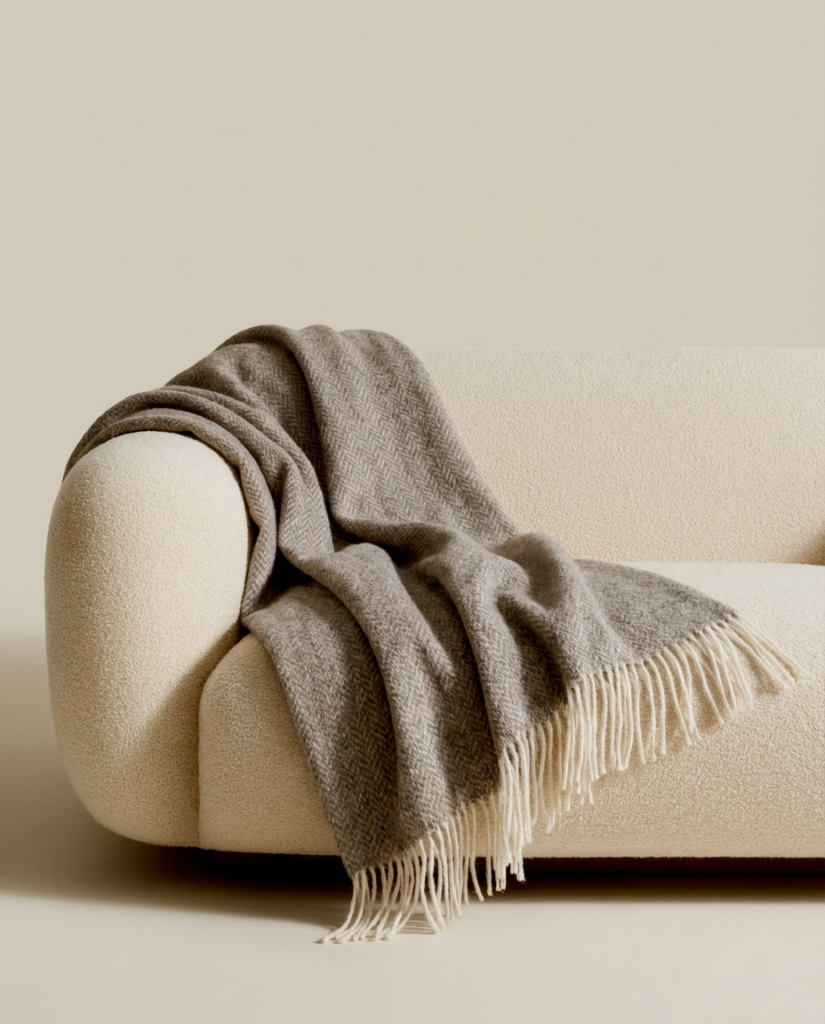 Jaunzēlandes aitas vilnas sega HERRINGBONE, WoolLando