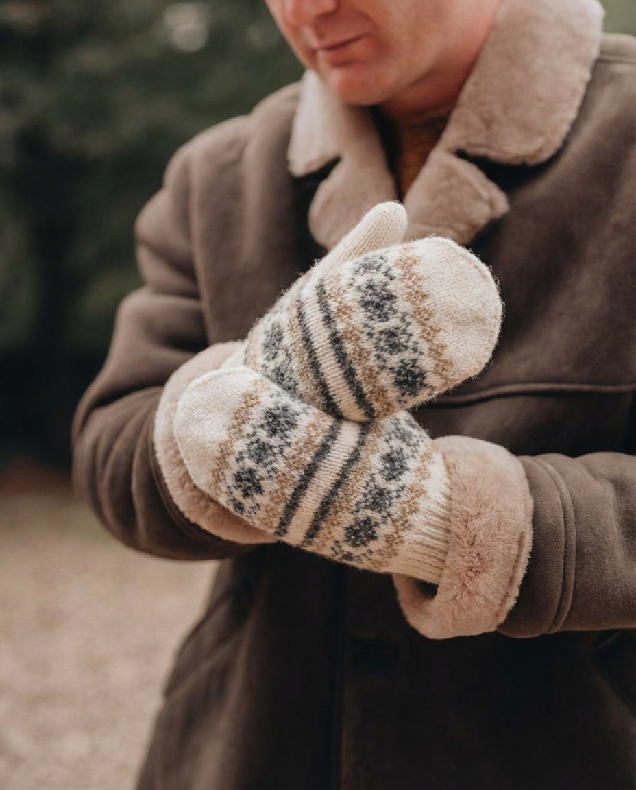 Vīriešu balti merīnovilnas dūraiņi WINTER, WoolLando