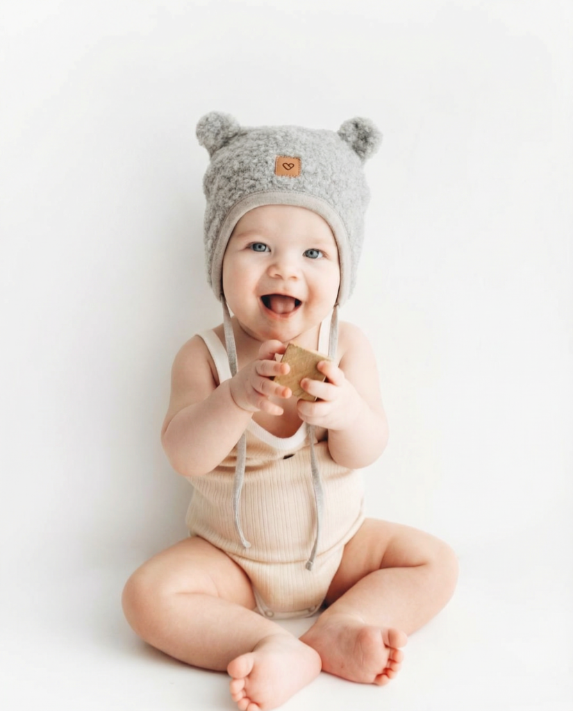 Bērnu pelēka jēras vilnas cepure, Zaffiro