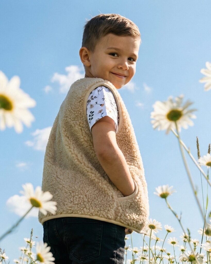 Bērnu merīnovilnas krēmkrāsas veste VORA, WoolLando