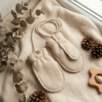 Bērnu krēmkrāsas jēra vilnas dūraiņi ar aukliņu – Zaffiro