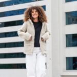 Krēmkrāsas jēras vilnas jaka ar kapuci ZOYA, Zaffiro