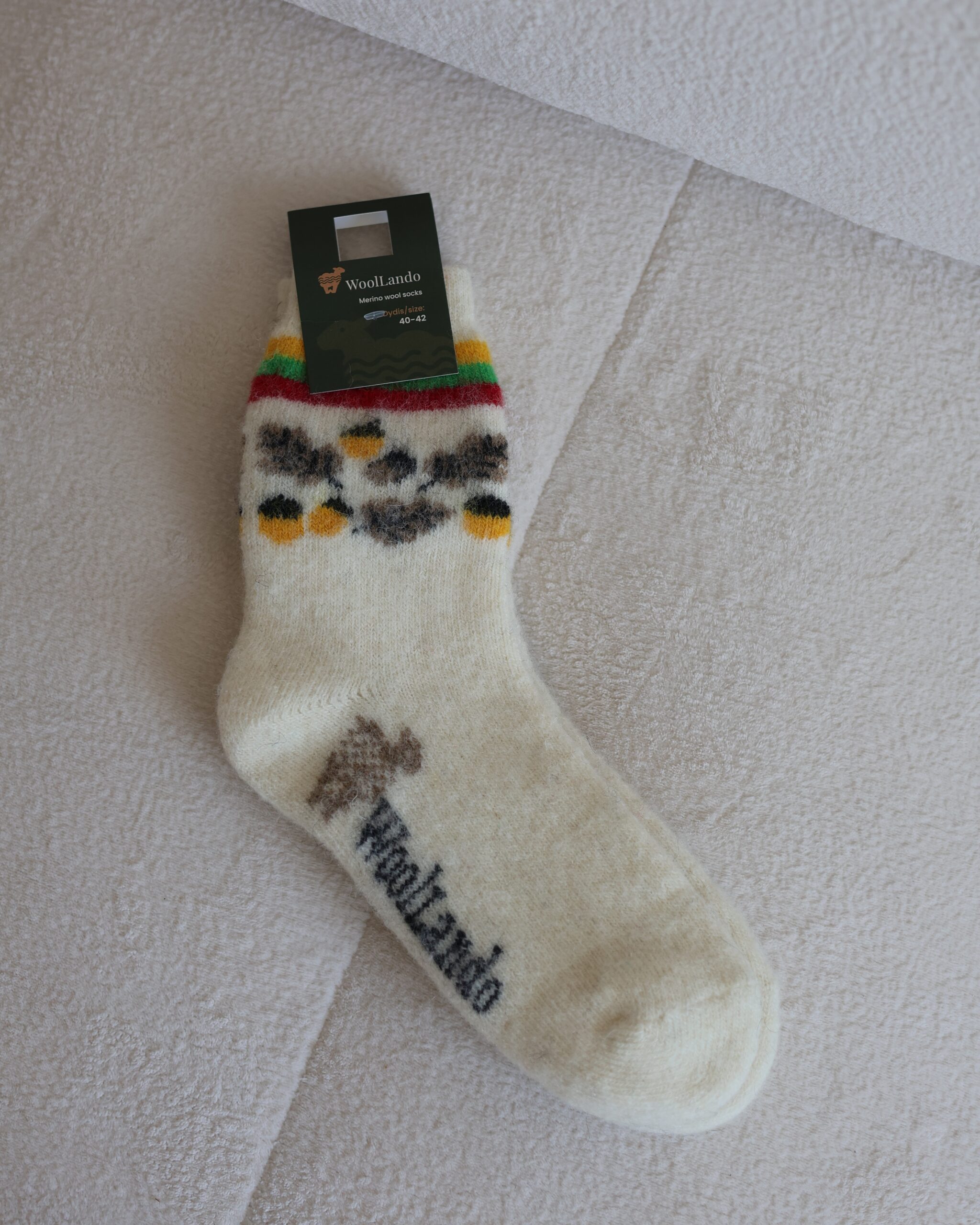 Merino vilnas zeķes WHITE ACORN, WoolLando