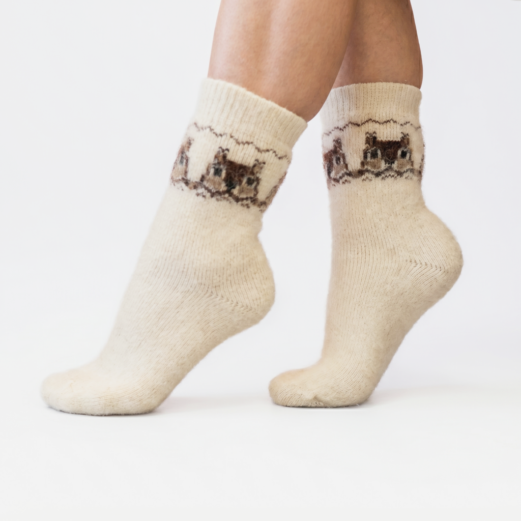 Merino vilnas zeķes WHITE SQUIRREL, WoolLando