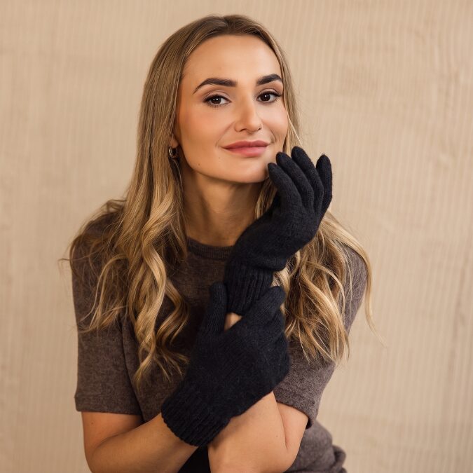 Sieviešu merīnovilnas pirkstaiņi BLACK, WoolLando