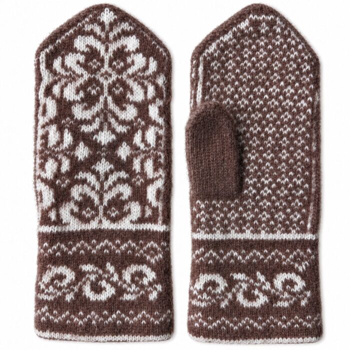 Sieviešu merīnovilnas dūraiņi BROWN SNOWFLAKE, WoolLando